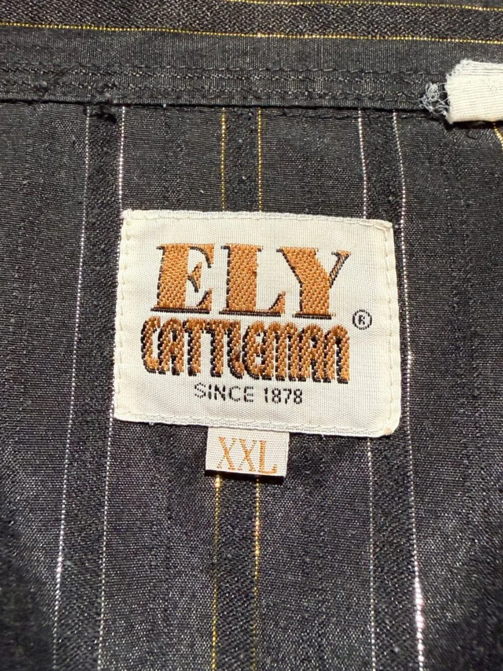 Ely Cattleman Mens Shirt XXL Black/ Metallic Stripes Pearl Snap Western Dress - Picture 7 of 7